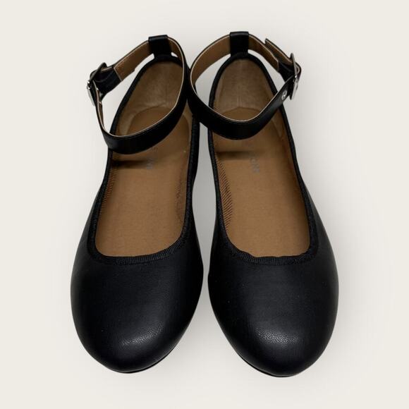 Sun + Stone | Luellaa Buckle Ankle Strap Ballet Flats | Black | Size 8 - Picture 6 of 13